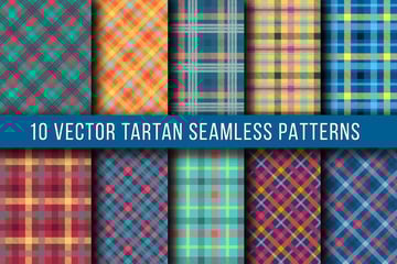 10 vector tartan seamless patterns