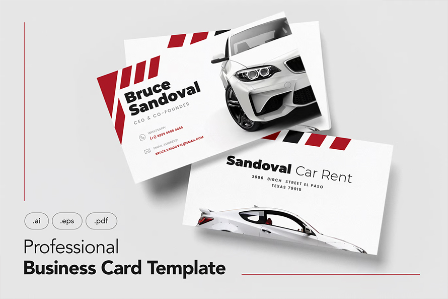 Professional Business Cards for Car Rent