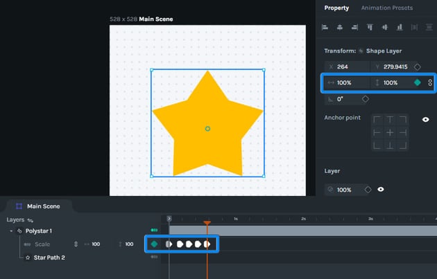 animating the star shape