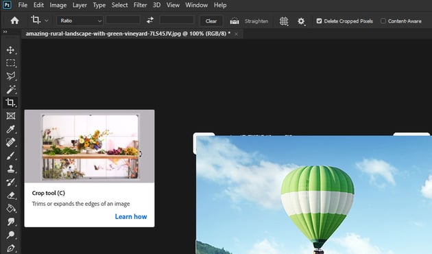 Selecting the Crop Tool