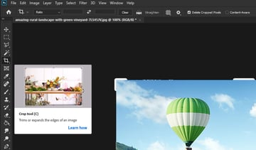 Selecting the Crop Tool
