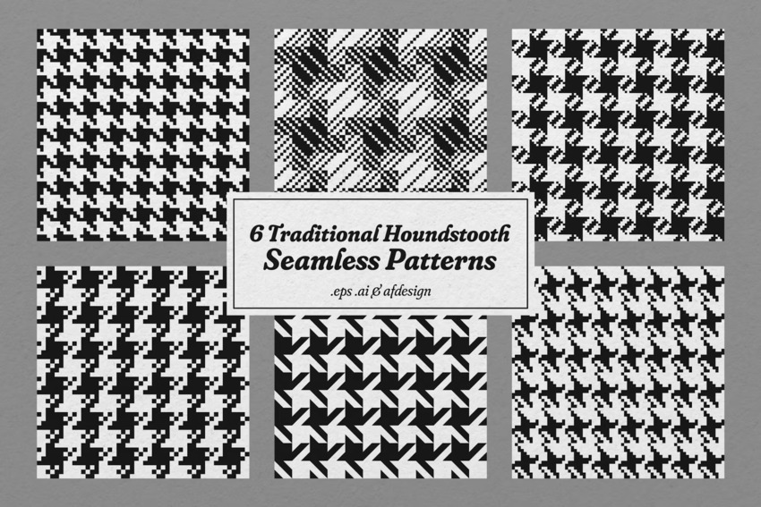 Traditional houndstooth plaid texture patterns
