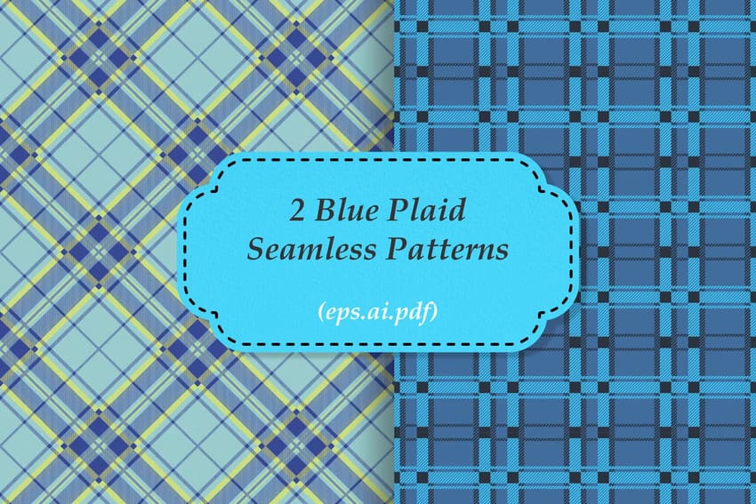 2 blue simple plaid pattern designs
