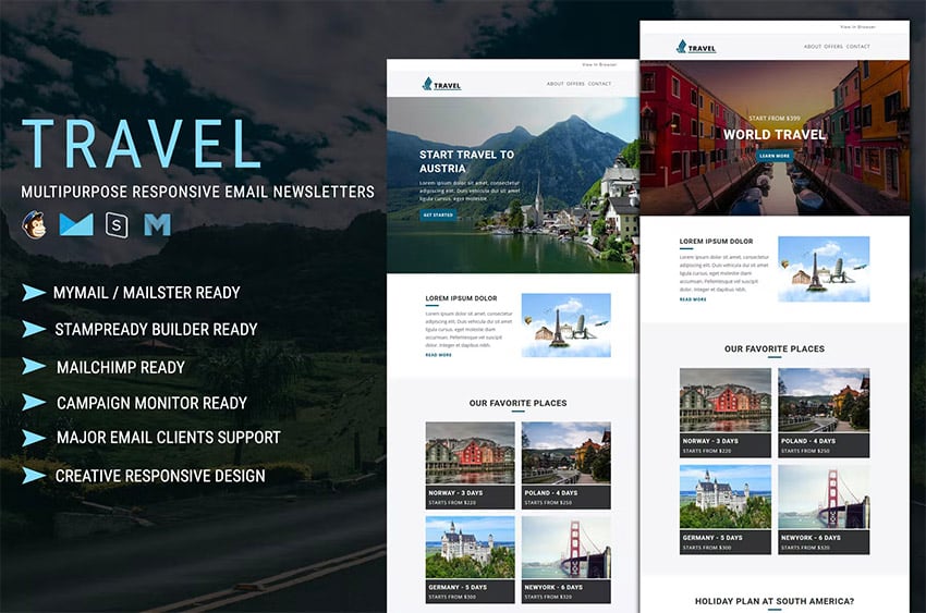Travel Multipurpose Mailchimp Newsletter Example