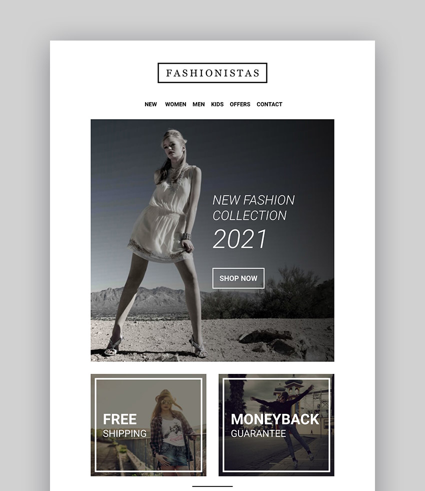 Fashion Ecommerce - Responsive Email with Mailchimp Editor StampReady Builder