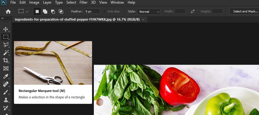 Selecting the Marquee Tool