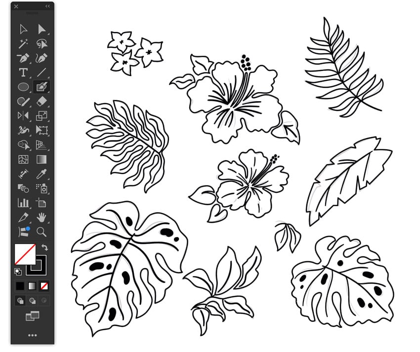 use blob brush tool to draw in plant details