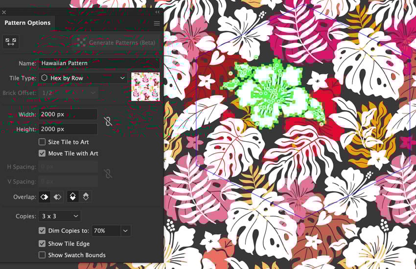 move, scale, rotate elements to adjust pattern