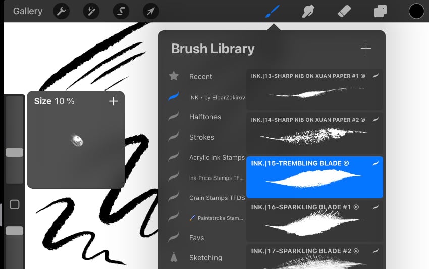 choosing an ink brush