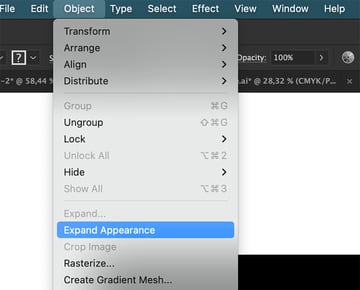 Select the logo and go to Object and hit Expand Appearance