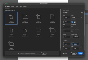 new document indesign margins