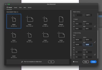 indesign new document add bleed