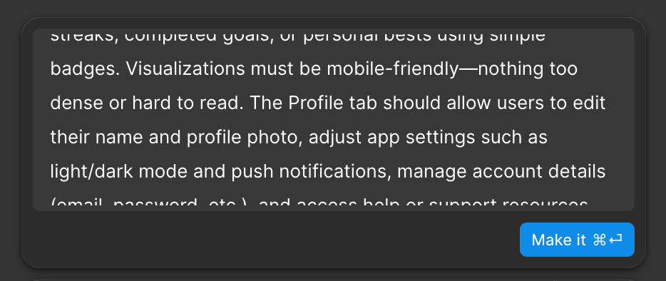 The Figma first draft text box cuts off a large paragraph only showing a few lines.