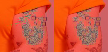 Remove a tattoo from a photo: clean up the selection.