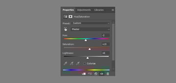 Remove a tattoo from a photo: adjust hue saturation.