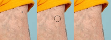 Remove a tattoo from a photo: use the healing brush tool.