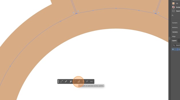 click the cut button on the floating tool bar