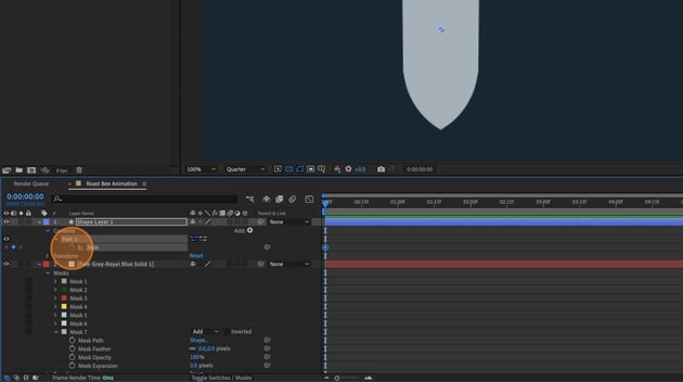 add the keyframe to the path property