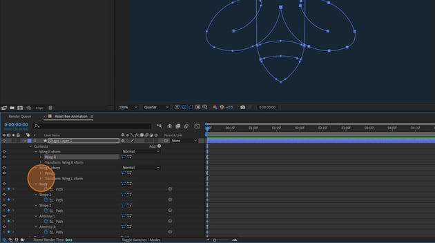 expanded groups with the paths inside and transform properties