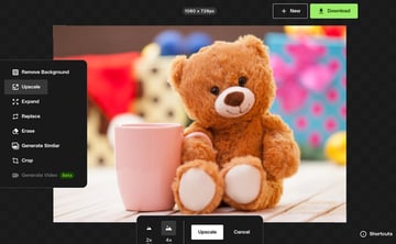 select the Upscale option of 2x or 4x from editing tools panel
