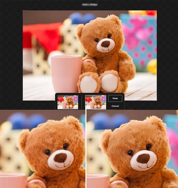 Upscale image size to 2x on ImageEdit and see lesss pixelization
