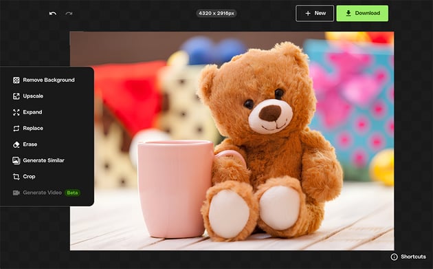 press Keep to download upscaled image on ImageEdits