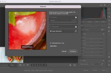 Open Enhance Preview dialog and select super resolution feature