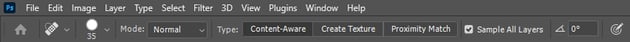 spot healing brush settings
