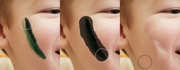 use the spot healing brush