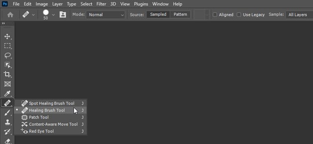 select the healing brush