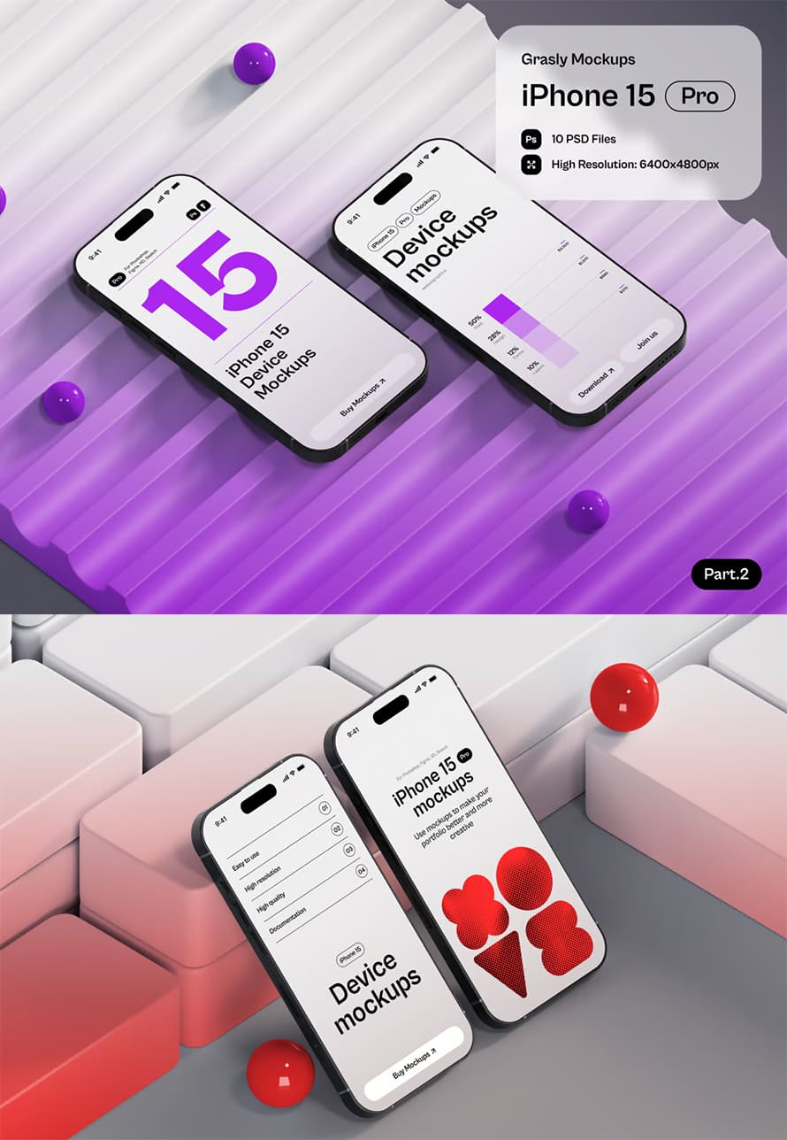 Grasly Iphone 15 Mockups