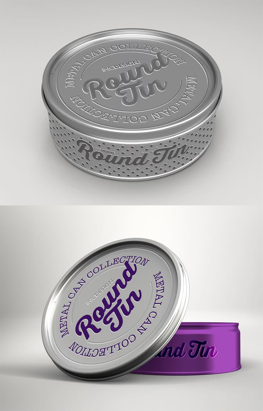 Round Tin Can Packaging Mockups