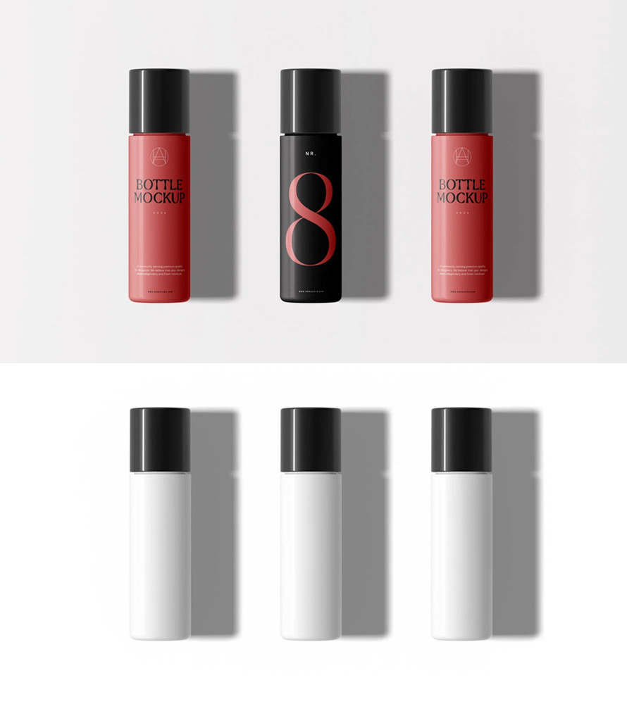 Free Three Plastic Bottle Mockups