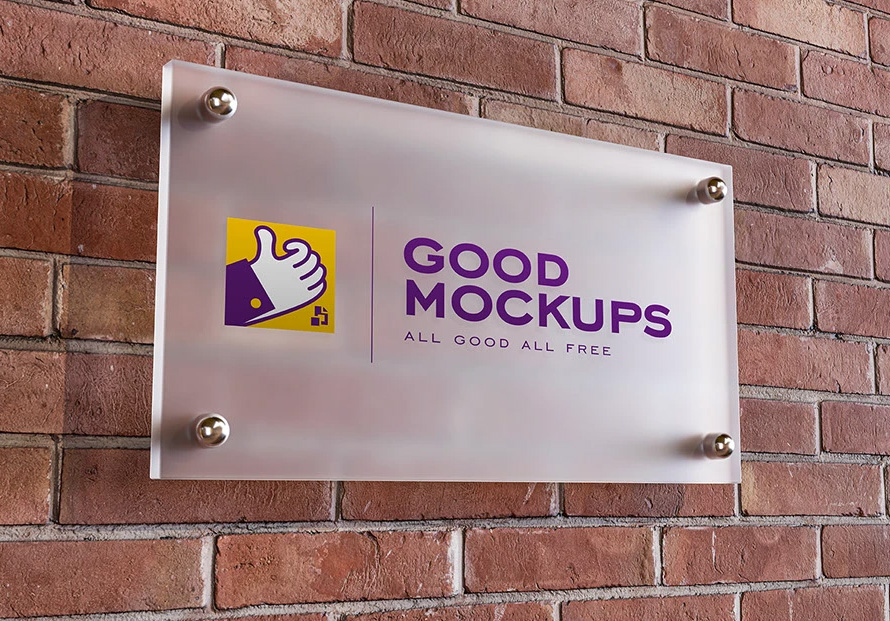 Free Frosted Glass Office Name Plaque Mockup Psd