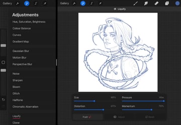 adjusting the sketch