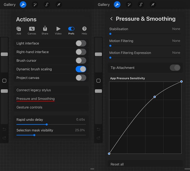 brush pressure settings