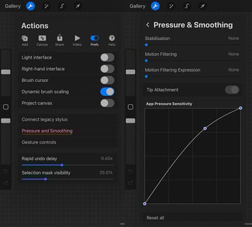 brush pressure settings