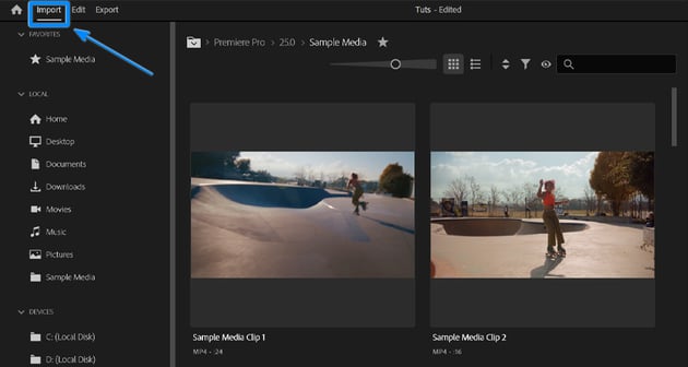import your footage