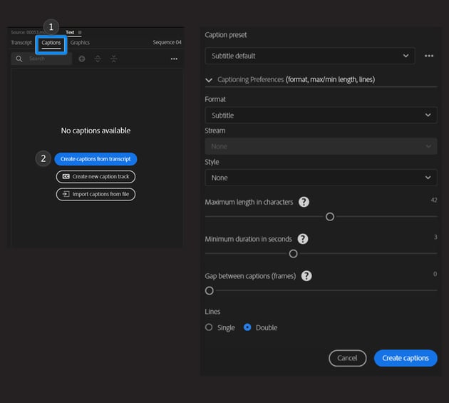 create captions