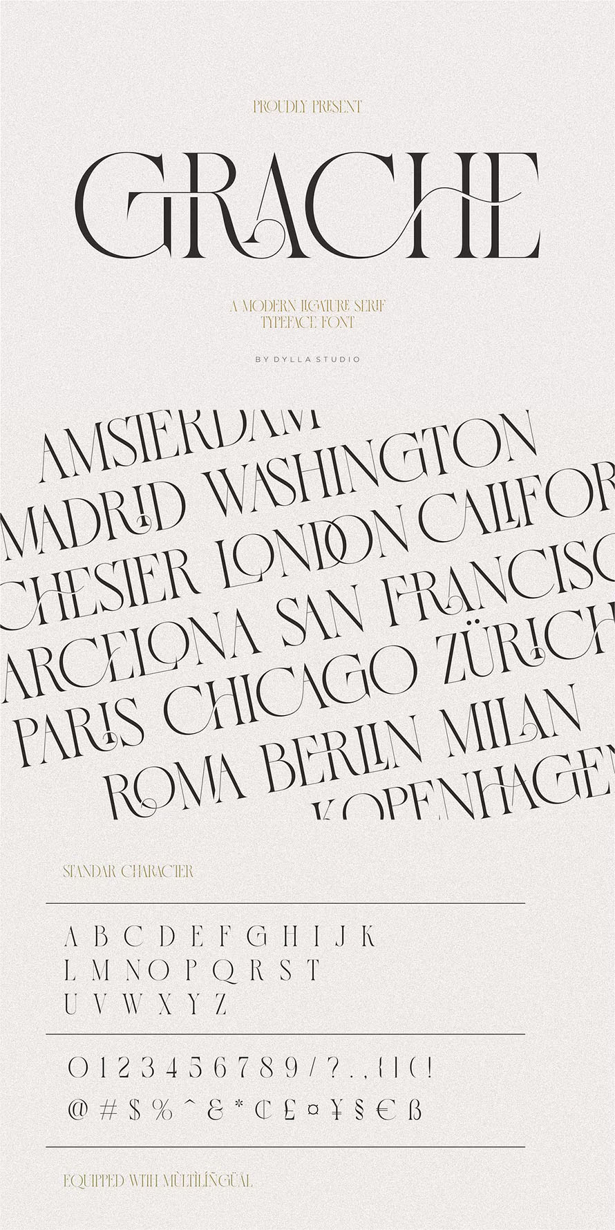 Grache Modern Ligature Serif Typefac