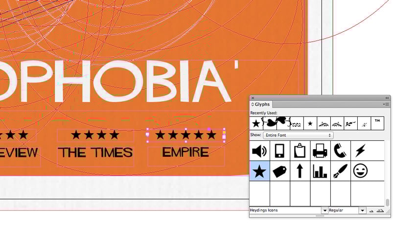 The star glyphs imitate the film reviews displayed on the Vertigo by Hitchcock poster.