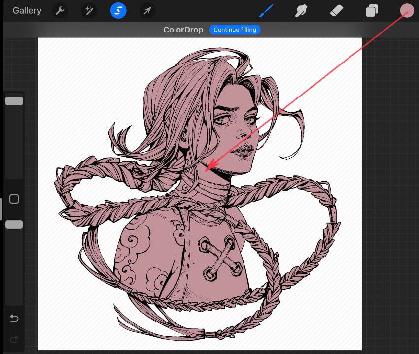 filling in the silhouette base color