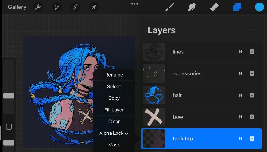 alpha locking the layer