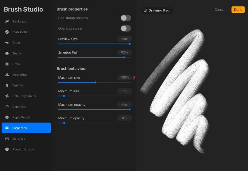 modifying the painting brush