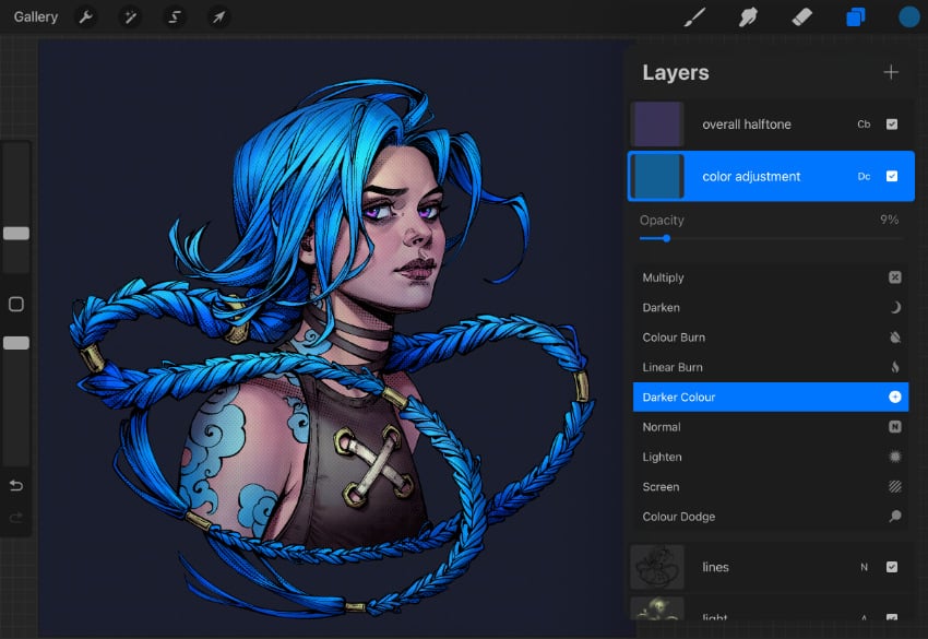 color adjustments of the piece