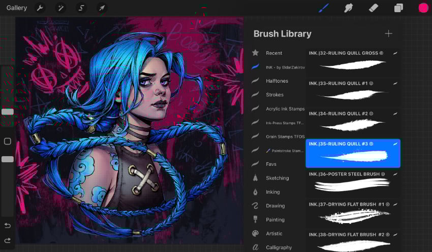 choosing a graffiti brush