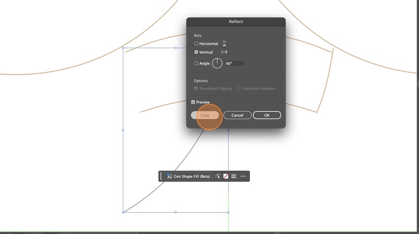 click copy on the reflect dialogue box