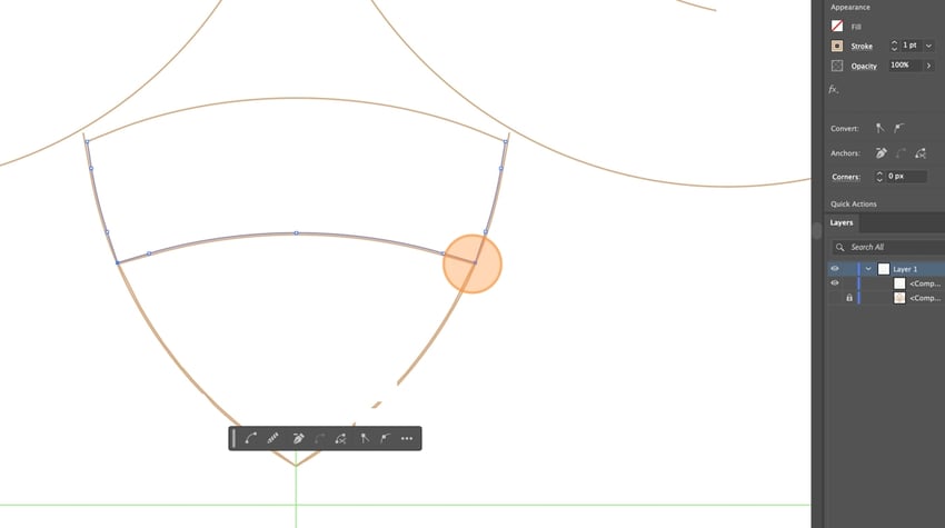 Cutting the stripe line off of the abdomen outline