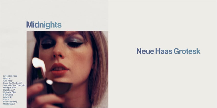 Taylor Swift Midnights font: Neue Haas Grotesk