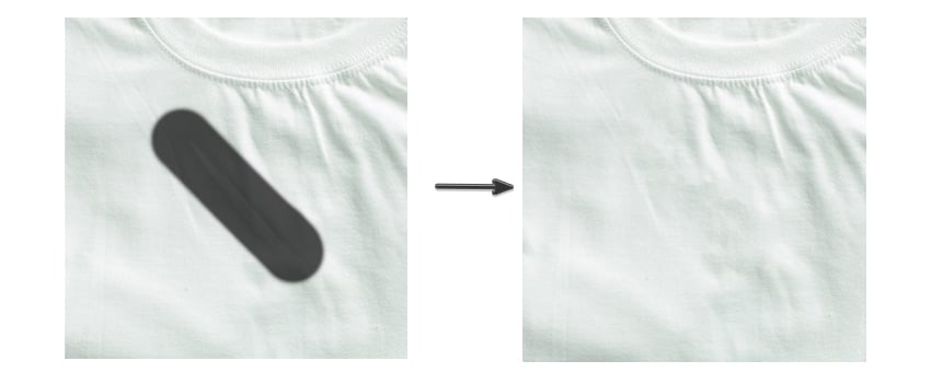 use the spot healing brush tool to paint over creases